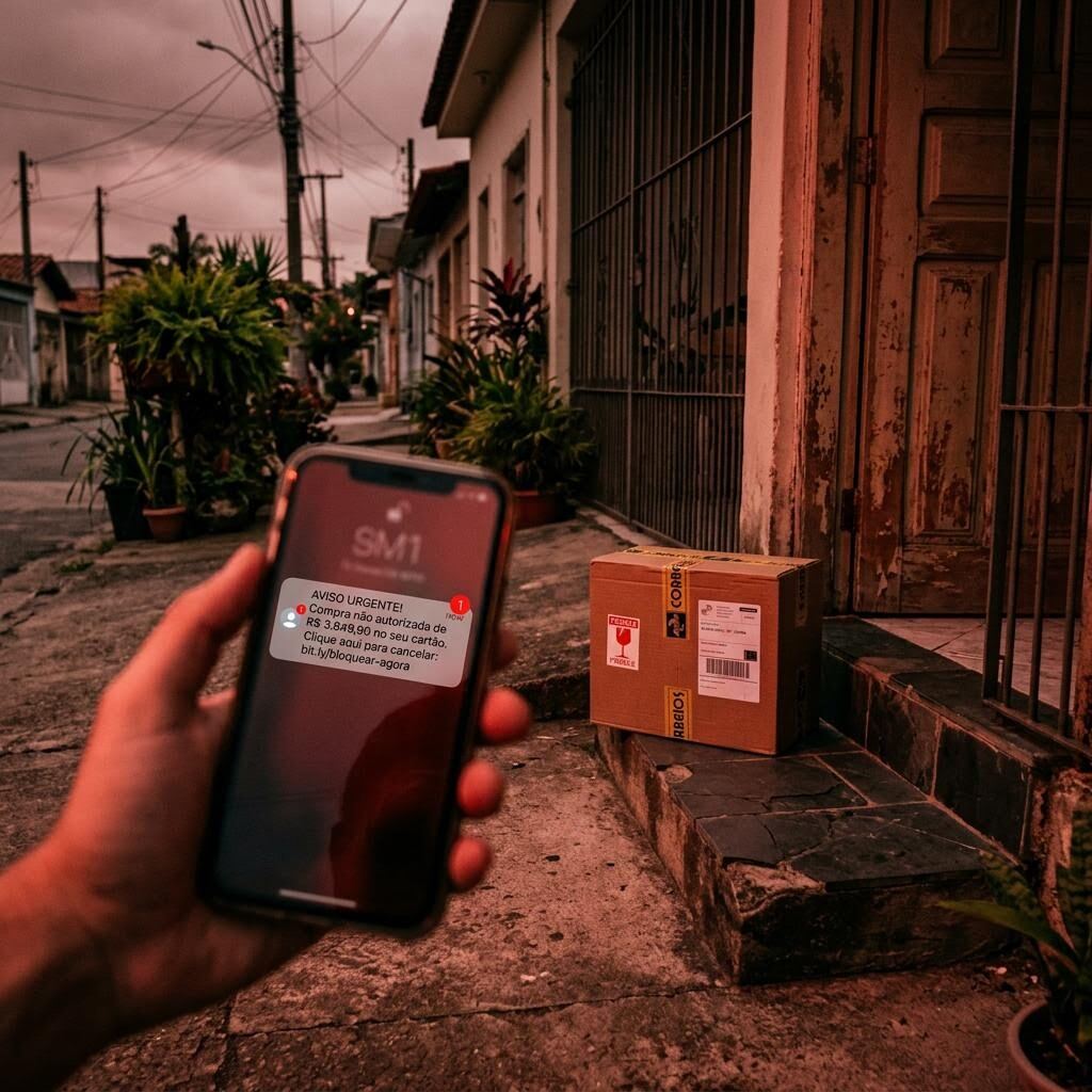 Golpe da entrega falsa em 2026: taxa de encomenda, SMS dos Correios e falso motoboy